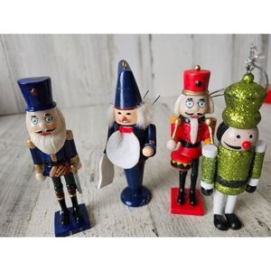 Vintage nutcracker musician band glitter blue red ornament Xmas tree hallmark